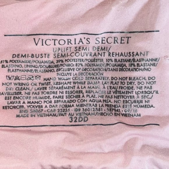 Victoria’s Secret Uplift Semi Demi Bra Size 32DD - Picture 3 of 3
